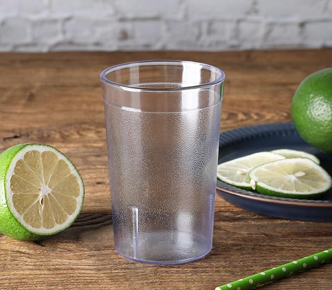 New Star Foodservice Restaurant-Grade Polycarbonate Beverage Tumblers, 8 oz, Clear, Set of 12