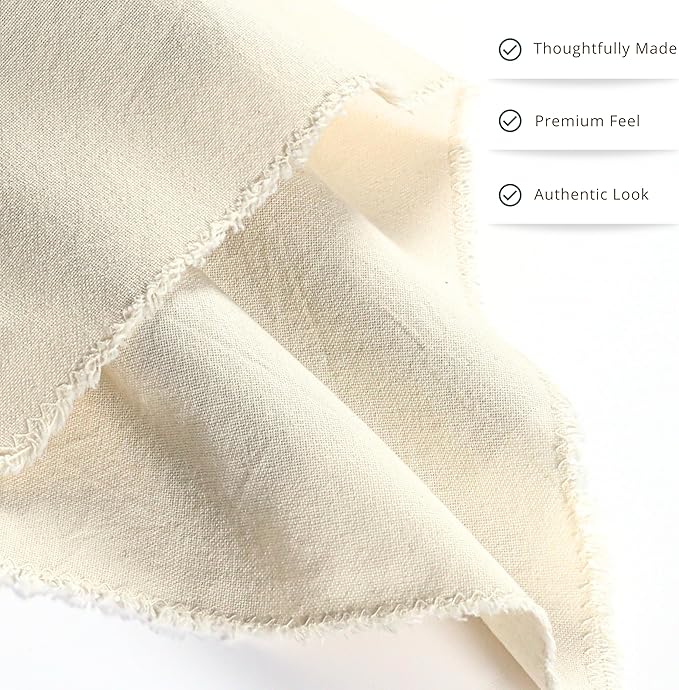 Ramanta Home Cloth Napkins Set of 4 Light Flax 18x18 Inch - Spring Soft & Durable Frayed Dinner Napkin for Easter Wedding, Birthday | Heavy Weight Fabric Table Linen for Everyday Use Family Dinners