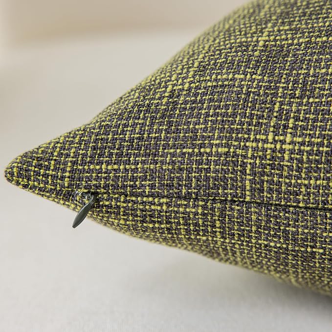 Kevin Textile Cotton Linen Soft Decorative Square Throw Pillow Covers Cushion Case for Sofa Bedroom, 2 Pc, 22 x 22 Inch 55 x 55 cm, Peridot Green