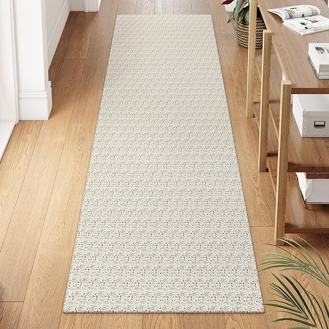 Collive Washable Hallway Runner Rug, Farmhouse Non Skid Kitchen Runner Rug 2x8 Boho Entryway Rugs, Tan Cotton Braided Modern Carpet Runners for Bedside Doorway Kitchen Floor