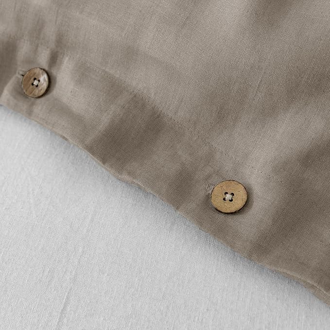 EVERLY Pure Linen Duvet Cover Set Oversized King120X98Inch 3pcs (1 Duvet Cover,2 Pillowcases) Soft and Breathable for All Season with Coconut Button Closure, Suitable for Hot Sleepers-Natural Linen