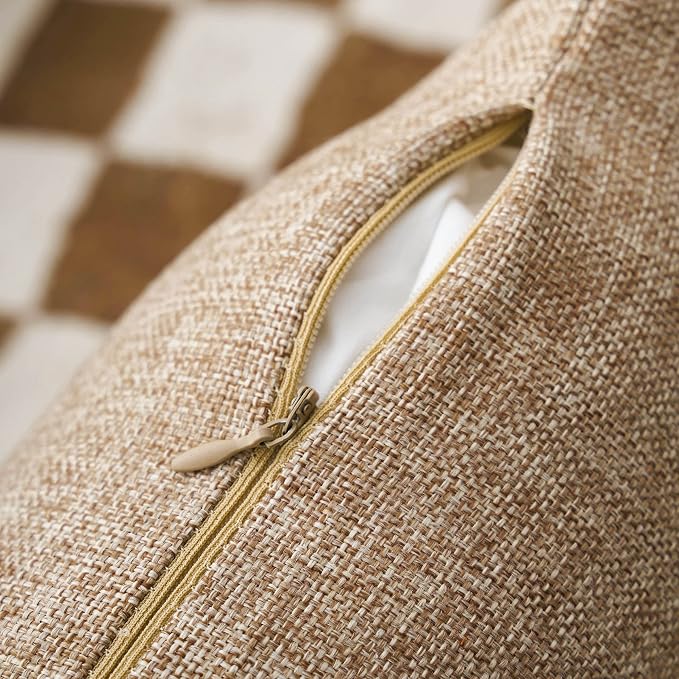 Home Brilliant Decor Linen Textured Oblong Cushion Cover Decorative Throw Pillow Cover for Sofa, 30cm x 50cm, 2 Pack, Natural Linen