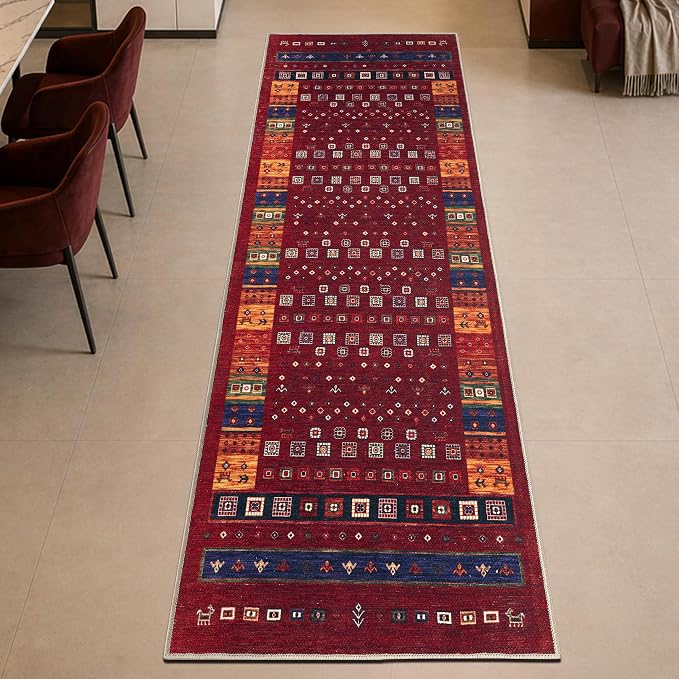 Keen Home Design 30"x144" Rug - Machine Washable Runner Rug with Non-Slip Backing, Ideal for Hallway, Entryway, Kitchen, Laundry Room - Vintage, Easy Clean, Durable, Low Pile - (2'6" x 12')