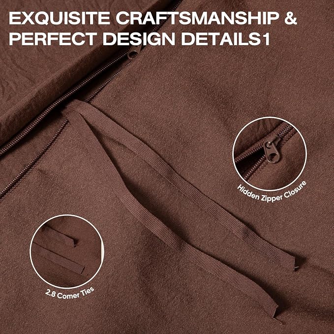 100% Pure French Flax Linen Blend Duvet Cover Set Queen Size, 3-Piece Breathable Bedding Set with Long Zipper Closure & Corner Ties, Soft, Lightweight & Durable Bedding Ideal for Hot Sleepers