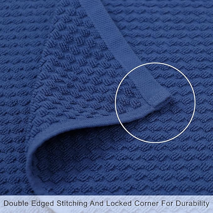 COTTON CRAFT Waffle 6 Piece Towel Set - 100% Cotton - 2 Oversized Luxury Euro Spa Waffle Weave Large Bath Towels, 2 Hand Towels, 2 Washcloths - Absorbent Quick Dry Hotel Bathroom Shower Pool - Blue