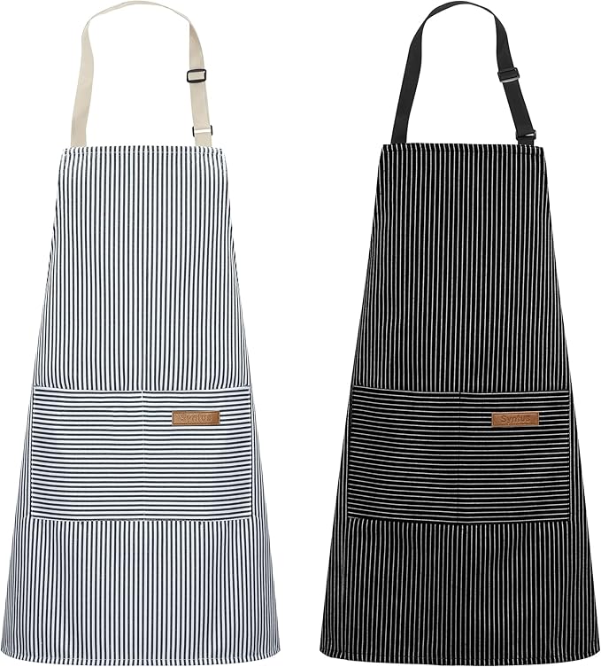 Syntus Apron for Men Women, Adjustable Cooking Kitchen Chef Aprons with 2 Pockets