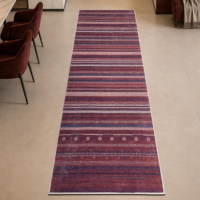 Keen Home Design 30"x120" Rug - Machine Washable Runner with Non-Slip Backing, Ideal for Hallway, Entryway, Kitchen, Laundry Room - Vintage, Easy Clean, Durable, Low Pile Rug - (2'6" x 10')