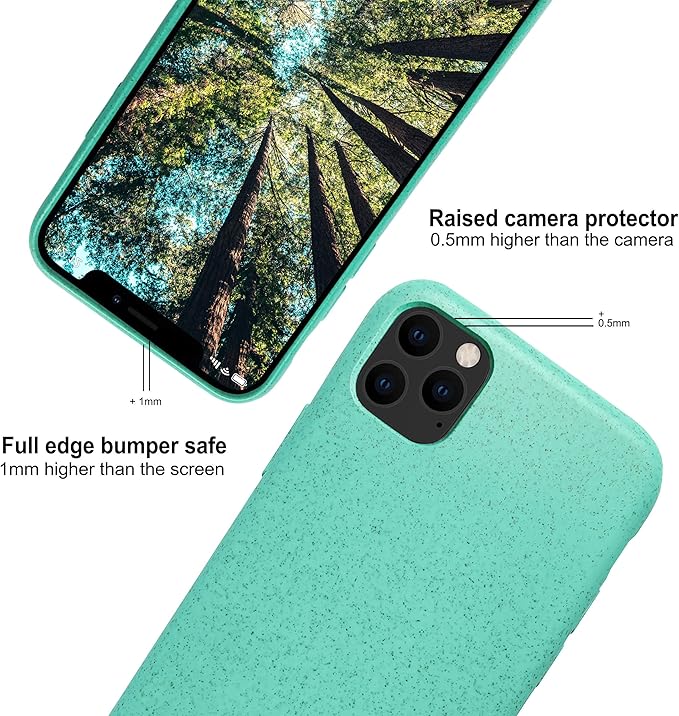 eplanita Eco Mobile Phone Case Compatible with iPhone 11 Pro, Plant Fiber, Drop Protection Cover, Durable and Sustainable (for iPhone 11 Pro, Mint)