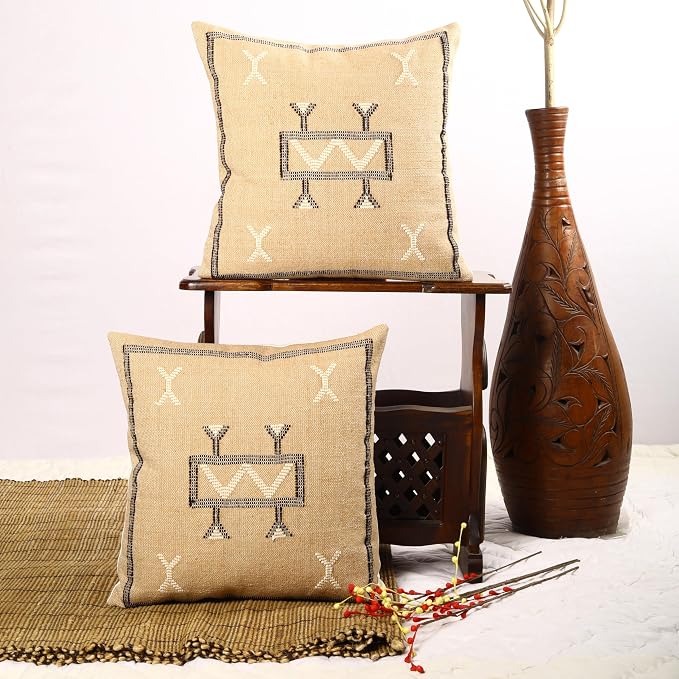 Trade Star 100% Cotton Cushion Cover Handwoven Pillowcase Handloomed Rug Decorative Cushion case 18x18 Inches Designer Square Pillow Covers Set of 2 Throw Pillow Covers Designer Pillow Shams