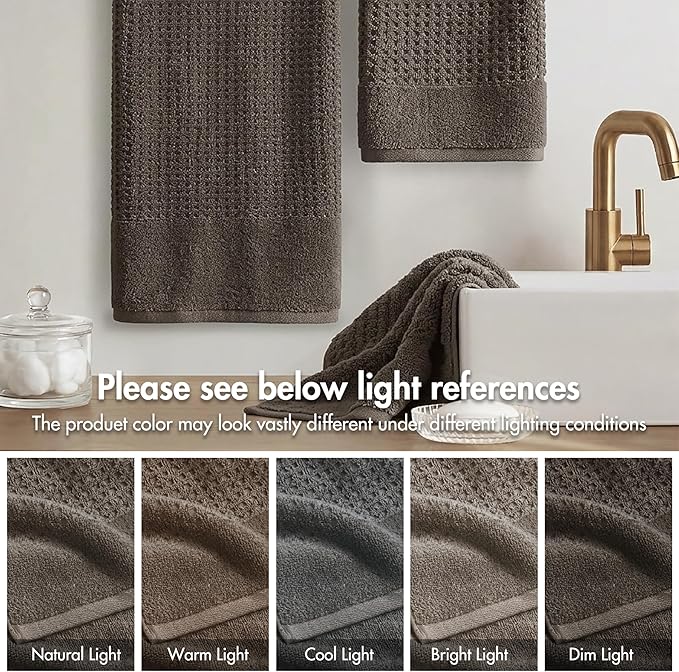 Madison Park Spa Waffle 100% Cotton Luxurious Towel Set, Premium Texture Waffle Weave, Highly Absorbent, Quick Dry, Hotel & Spa Quality Wash Clothes for Bathroom, Assorted Sizes, Charcoal 6 Piece