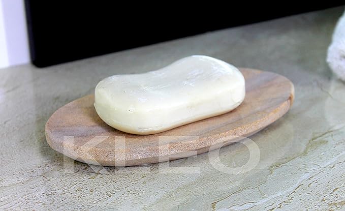 Stonkraft Natural Water Absorbent & Rigged Soap Dish Soap Holder Made of Natural Stone - Unique Bath Bathroom Accessories (Oval)