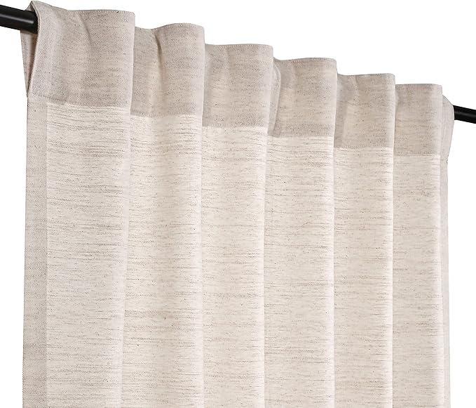 HOMIDATE Natural Textured Poly Flax Linen Curtain Panels, 50x108 Inches, Set of 2 - Living Room & Bedroom Drapes, Cotton Linen Flax Fabric for Christmas & Year-Round Style