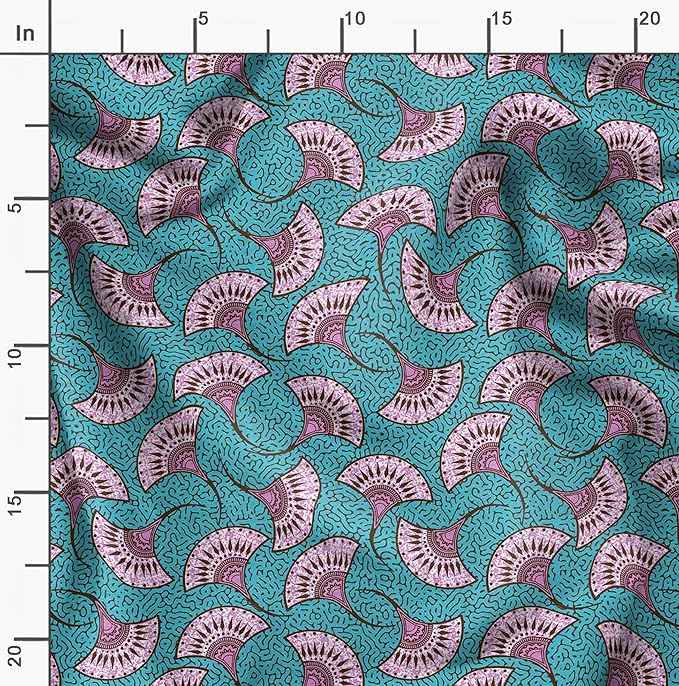 Soimoi Unstitched Crepe Fabric, 1 Yard - 42" Wide, Green - Tribal Print, Soft and Light Weight Fabric Material for Suits, Garments, Dresses and Accessories
