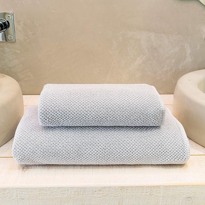 Graccioza Bee Waffle Hand Towel 18" x 30" - 100% Egyptian Combed Cotton, 550 GSM - Elegant Waffle Pattern Towels for Bathroom - Super Absorbent and Quick Dry - Soft Bath Towel - Storm