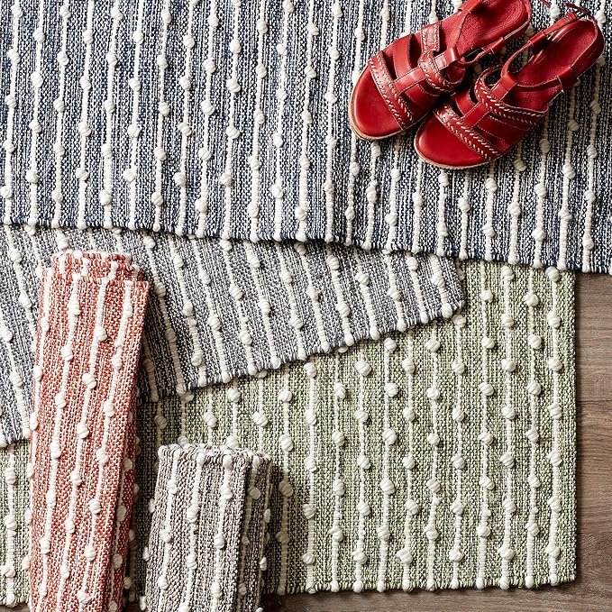 DII Slub Rug Collection Recycled Cotton Loop, 2x3', Antique Green