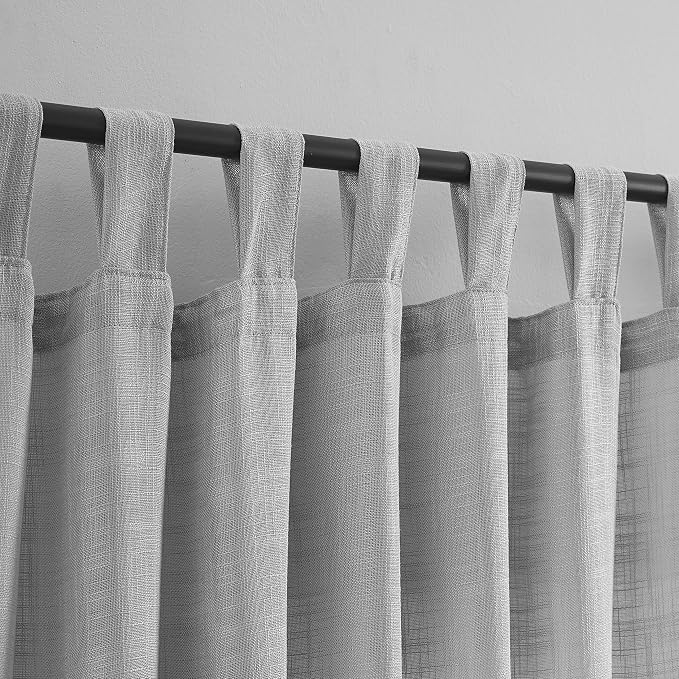 Sheer Curtains Tab Top Light Filtering Elegant Curtains & Drapes for Bedroom (Grey, 52" W x 84" L, Pack of 2)