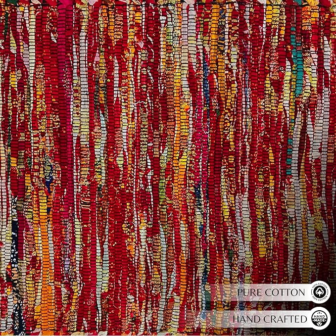 Ramanta Home Cotton Chindi Runner Rug - 2x6 ft Multi Color, Farmhouse Boho Runners for Living Room, Bedroom, Hallways, Patio, Kitchen | Soft Bohemian Floor Carpet for Home Decor - 24x36 Inches