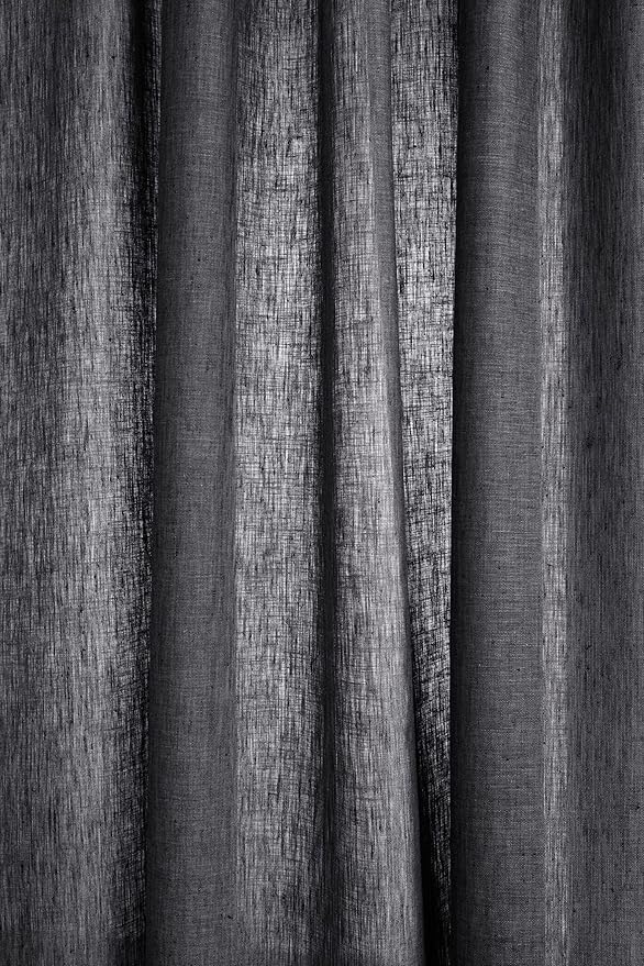 Solino Home European Flax Linen Curtain Charcoal Grey, 52 x 108 Inch Light Filtering Rod Pocket Curtain 108 Inches Long, 100% Pure Linen Window Treatment for Living Room, Bedroom - 1 Panel