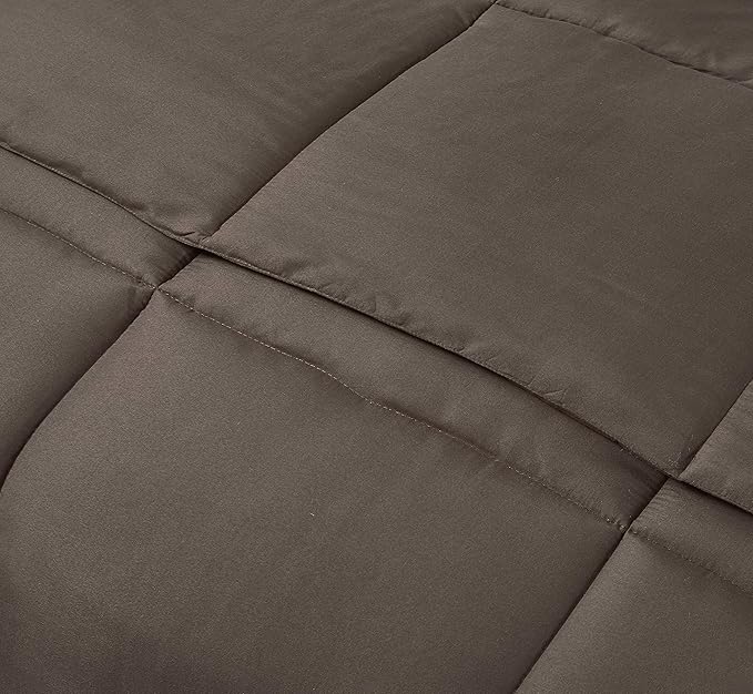 Blue Ridge Home Fashions Microfiber Light Weight Solid Down Alternative All Season Comforter-Hypoallergenic Polyester Fill, Twin, Chocolate