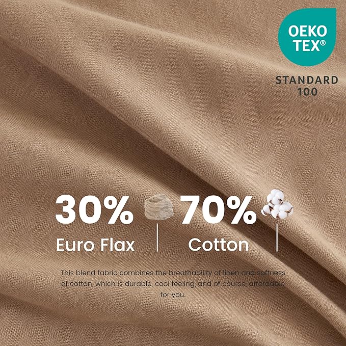 BISELINA French Linen Duvet Cover Set 3pcs with Hidden Zipper Closure Natural Flax Cotton Blend Solid Color Soft Breathable Luxury Farmhouse Bedding - Full Size, Clay