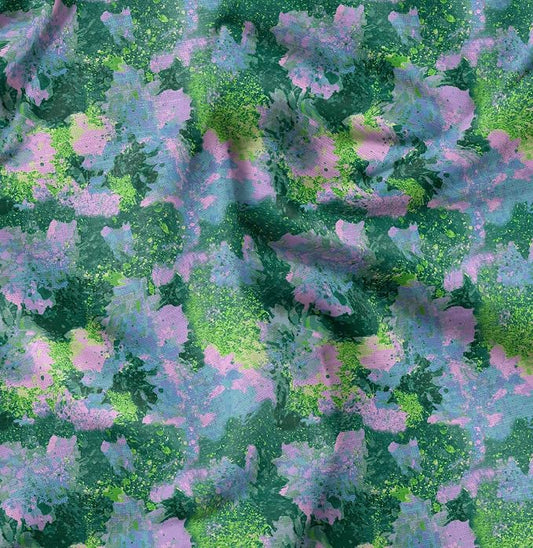 Soimoi Heavyweight Cotton Poplin Fabric Material, Green - Floral Printed - 42" Inch Width, Natural Cotton Material for Quilt Making, Dresses, Skirts, Pajamas, Pillowcases, Tablecloths, Kurtis, 1 Yard