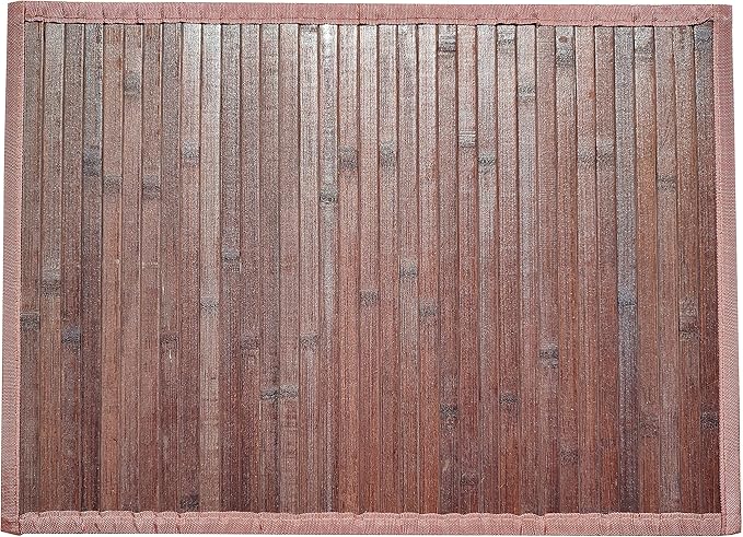 Queensell Bamboo Rug – Bamboo Bathroom Accessories Area Rug – Bath Mat – Bathroom Rugs – Runner Small Rug 17" x 24" Dark Brown