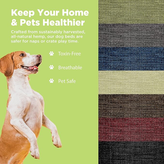 XX-Small - 18 x 12 x 4 - Shadow Gray Premium Organic Hemp Dog Bed - CertiPUR Fill - Removeable Cover