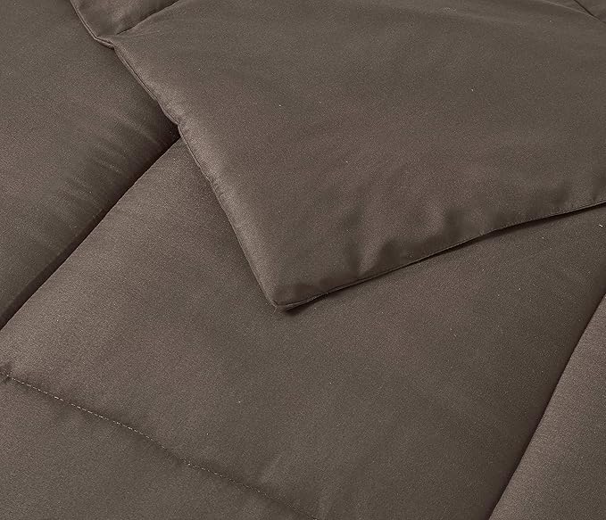 Blue Ridge Home Fashions Microfiber Light Weight Solid Down Alternative All Season Comforter-Hypoallergenic Polyester Fill, Twin, Chocolate