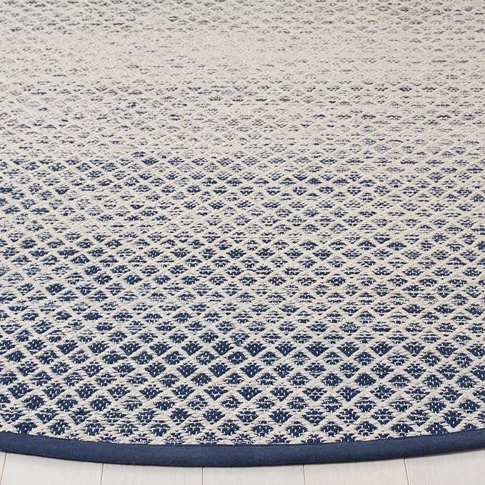 SAFAVIEH Montauk Collection 6' Round Navy/Ivory MTK601C Handmade Cotton Area Rug