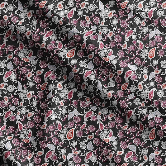 Soimoi Silky Satin Fabric Material, 1 Yard - 42" Inch Width, Black - Asian Print - Soft Shiny Fabric for Dress, Pillowcases, Pajamas, Evening Dress, DIY