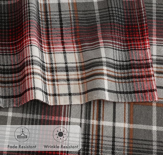 RUVANTI Flannel Sheets King Size - 100% Cotton Double Brushed King Size Sheets Set - Deep Pockets 16 Inches Bed Sheets - All Seasons Breathable & Extra Soft - Warm & Cozy, 4 Piece, Halloween Check