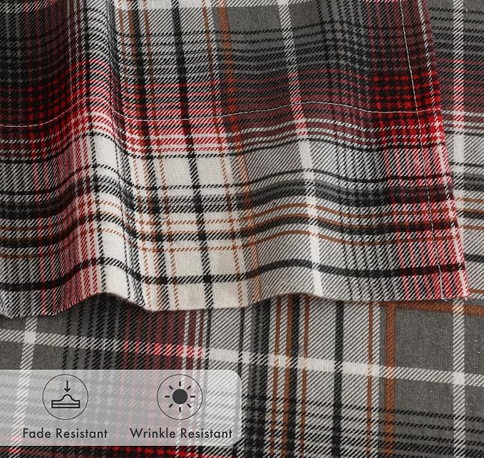 RUVANTI Flannel Sheets Twin XL Size - 100% Cotton Double Brushed Twin XL Sheet Sets, Deep Pockets 16 Inches, All Seasons Breathable & Extra Soft Bed Sheets, Warm & Cozy, 3 Piece, Halloween Check