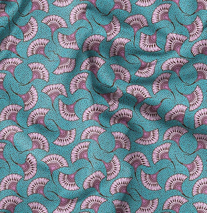 Soimoi Lightweight Cotton Voile Fabric, Green - Tribal Print, Unstitched Material - 42 Inch Width, Ideal for Making Summer Dresses, Blouses, Lingerie, Sheer Curtains, Garment Linings, 1 Yard
