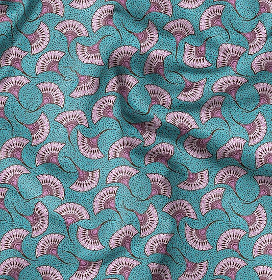 Soimoi Silky Satin Fabric Material, 1 Yard - 42" Inch Width, Green - Tribal Print - Soft Shiny Fabric for Dress, Pillowcases, Pajamas, Evening Dress, DIY