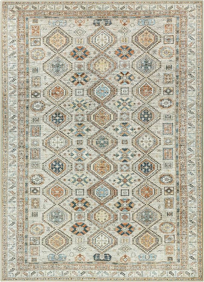 Keen Home Design 48"x72" Rug - Machine Washable Area Rug with Non-Slip Backing, Ideal for Living Room, Dining Room, Bedroom - Vintage, Easy Clean, Durable, Low Pile Rug - (4' x 6')