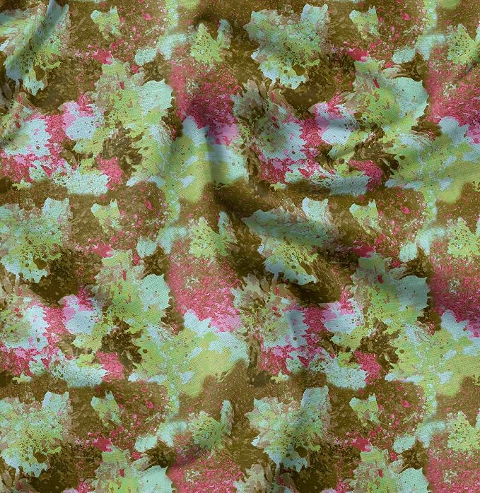 Soimoi Heavyweight Cotton Poplin Fabric Material, Green - Floral Printed - 42" Inch Width, Natural Cotton Material for Quilt Making, Dresses, Skirts, Pajamas, Pillowcases, Tablecloths, Kurtis, 1 Yard