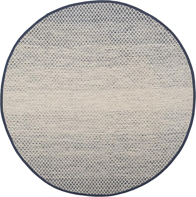 SAFAVIEH Montauk Collection 6' Round Navy/Ivory MTK601C Handmade Cotton Area Rug
