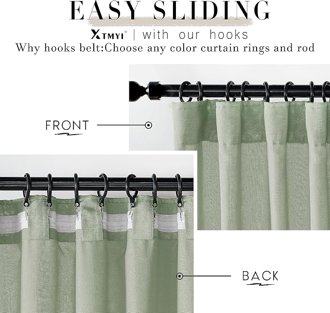 XTMYI Sage Green Curtains 108 Inches Long for Big Window,Extra Long Light Green Curtains for High Ceiling Living Room