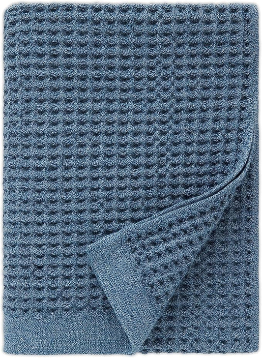ONSEN Supima® Waffle Bath Towel, Large, Quick Dry Lint Free 100% USA Cotton, Lightweight Absorbent Bath Towel, 31x57 in (Denim Blue, 1x Bath Towel)