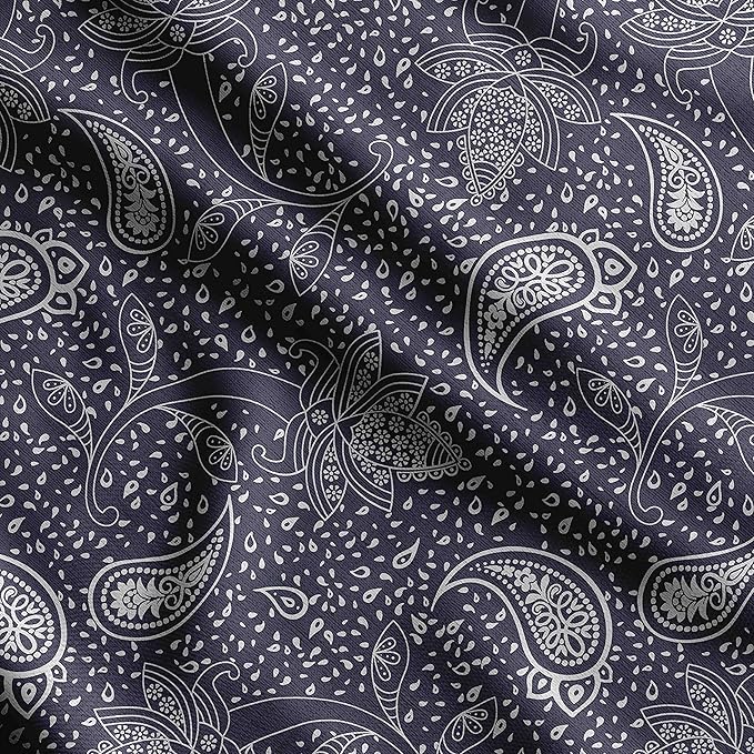 Soimoi Asian Print - Blue, Moss Georgette Fabric Material - 42 Inch Wide, 1 Yard, Unstitched Versatile Fabric for Dresses, Skirts, Blouses, Drapery Projects