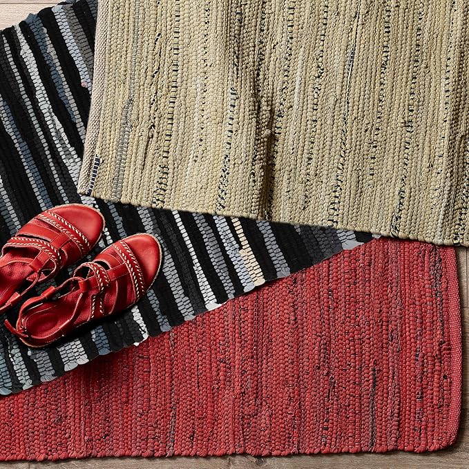 DII Chindi Home Collection Handwoven Multicolor Area Rag Rug, 20x31.5, Black