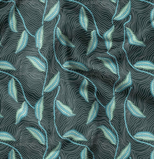 Soimoi Silky Satin Fabric Material, 1 Yard - 42" Inch Width, Green - Tribal Print - Soft Shiny Fabric for Dress, Pillowcases, Pajamas, Evening Dress, DIY