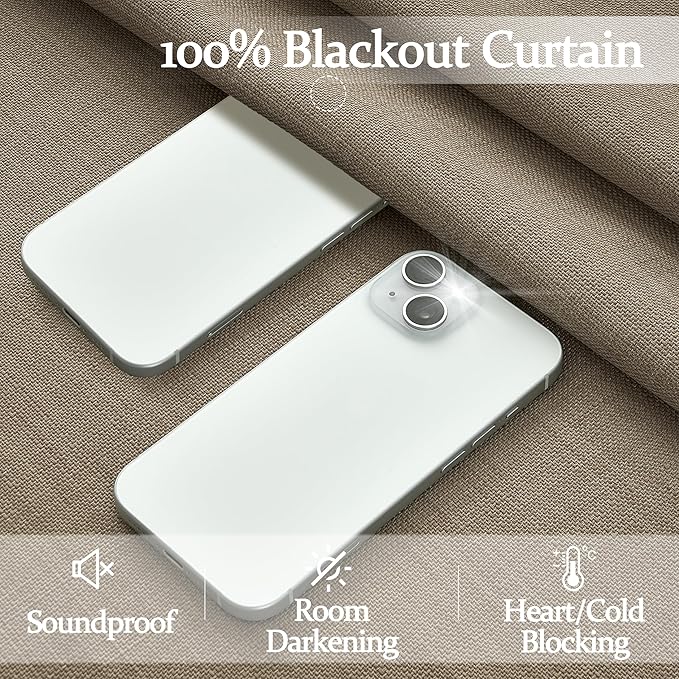 Memory Trained Pinch Pleated Blackout 78 Inch Curtains for Sliding Glass Doors, Oak Taupe Thick Natural Linen Double Layer Thermal Soundproof Farmhouse Windows Drapes with Hooks & Rings 2 Panels Set