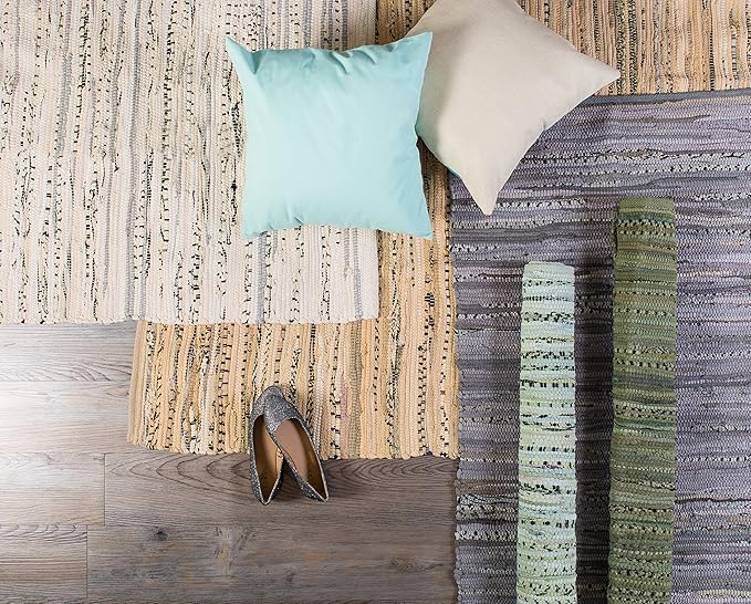 DII Chindi Home Collection Handwoven Multicolor Area Rag Rug, 4x6', Cream