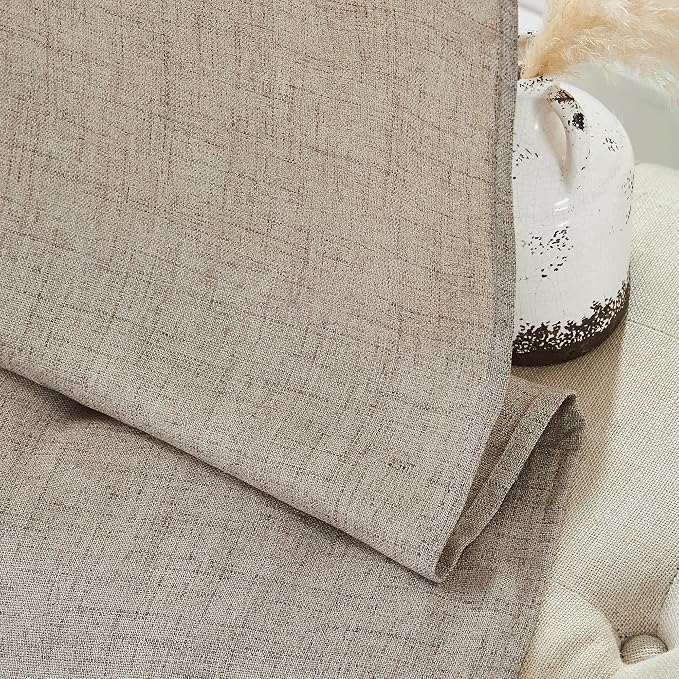 NICETOWN Linen Curtains 84 Inches Long 2 Panels for Bedroom Living Room, Privacy Linen Textured Window Drapes Semi Sheer Light Filtering Grommet Burlap Look Curtains, 52" W x 84" L, Oatmeal