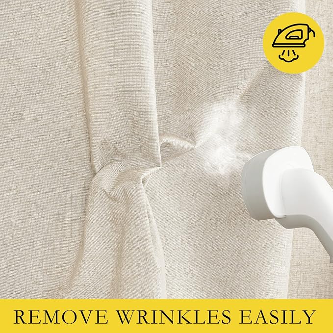 NICETOWN 100% Blackout Linen Curtains for Bedroom with Thermal Insulated White Liner, W52 x L95, 2 PCs, Champagne, Long Drapes Sweep The Floor Decorative Keep Privacy Panels for Living Room/Villa