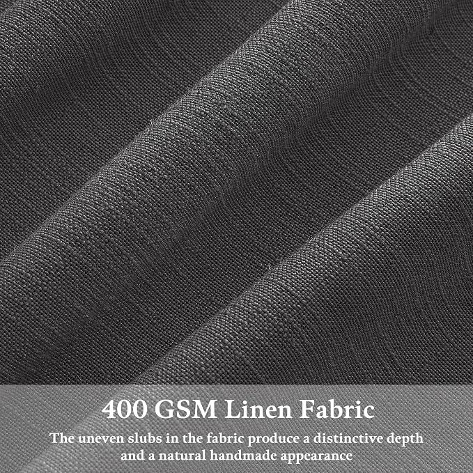 Grey 90 Inch Linen Curtains Pinch Pleated for Living Room Bedroom Dining Boho Charcoal Gray Light Filtering Pinch Pleat Drapes with Hooks Rings Back Tab Semi Sheer Window Curtains 2 Panels Set 50x90