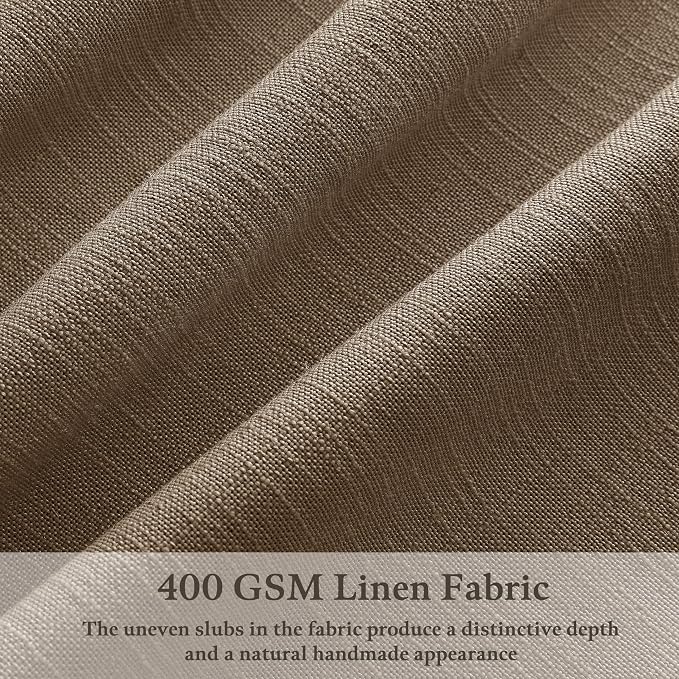 TWODRAPES Pinch Pleated Linen Curtains 63 Inches Long for Kitchen Bedroom Dutch Cocoa Boho Light Filtering Pleat Drapes with Hooks Rings Dining Room Linen Blend Window Curtain Privacy 2 Panels 63 Inch