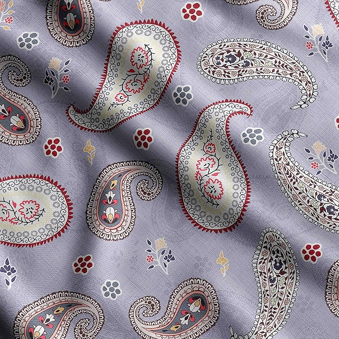 Soimoi Luxurious 58" Wide Purple - Asian Printed, Cotton Jersey Fabric - Perfect Material for Clothing, Home Decor, Craft Projects, 1 Yard