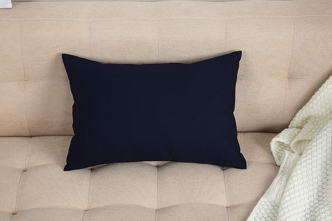 TangDepot Cotton Solid Throw Pillow Covers, 12"X18" color dark navy | 100% cotton, same-color zip, machine wash & air dry. For living room, bedroom, office, car. 42 colors, 64 sizes. Cover only.